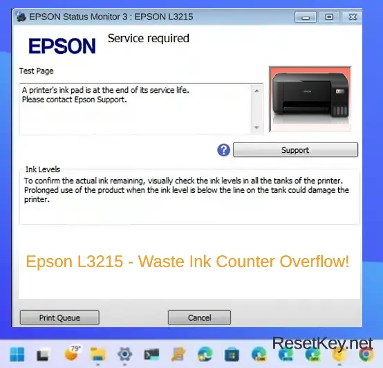 reset epson l3215 - ink pad is at the end of its service life